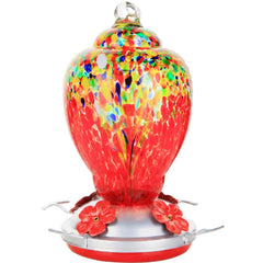 WOSIBO front view showing colorful red-sunrise glass attracting birds