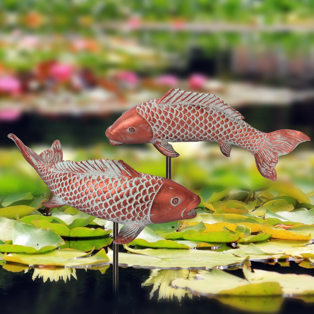 Wosuine koi fish front view showing antique copper finish and decorative appeal