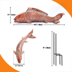 Wosuine koi fish with iron stake inserted showing easy tool-free installation