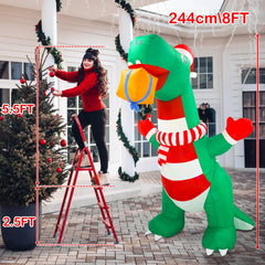 Wothfav dinosaur glowing with multicolor LEDs at night — bright holiday display