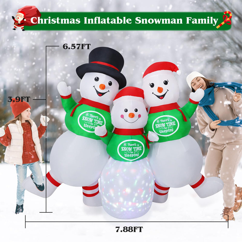 Wothfav blower attached inflating snowmen demonstrating fast inflation benefit