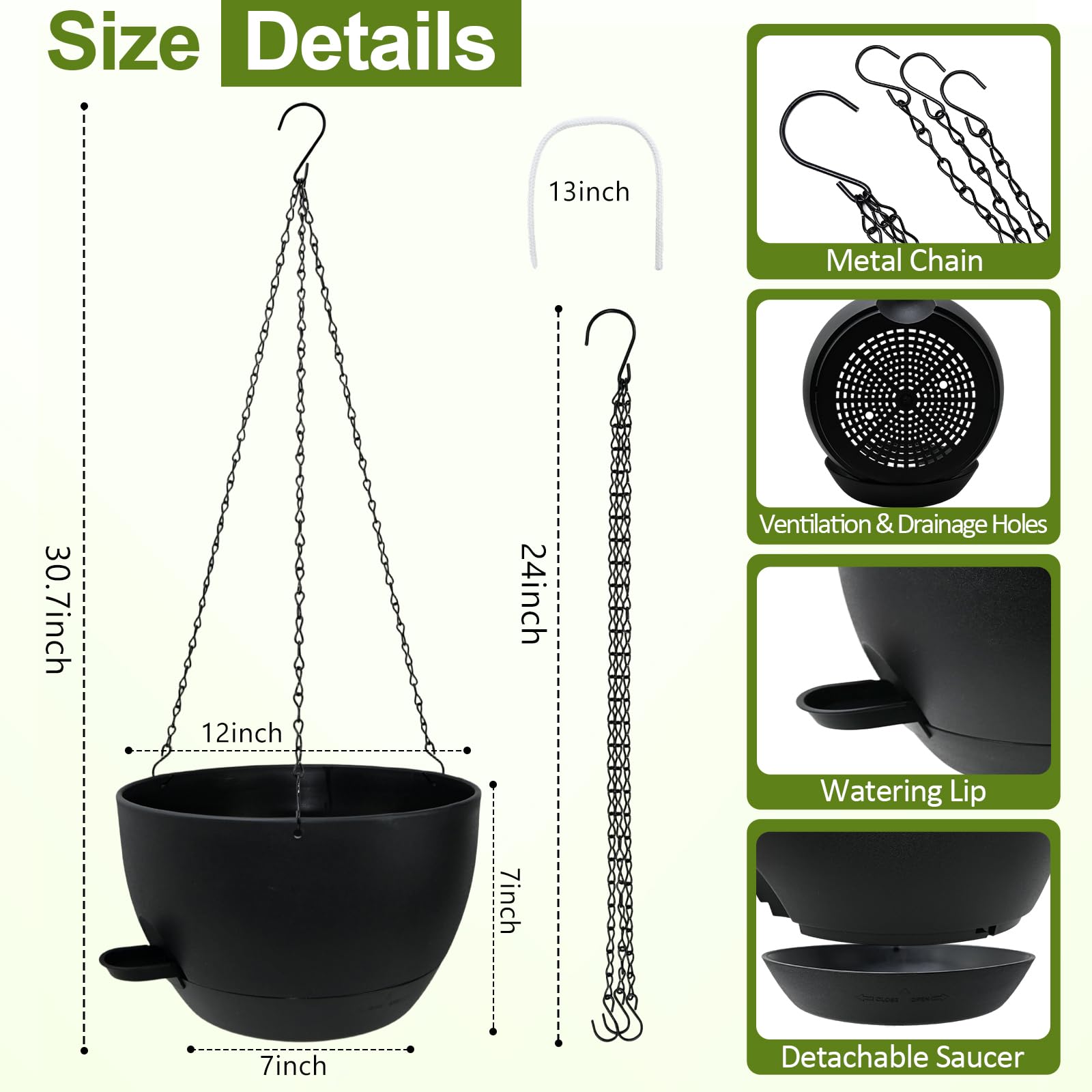 WOUSIWER rust-resistant chain and reinforced hook detail for secure outdoor hanging