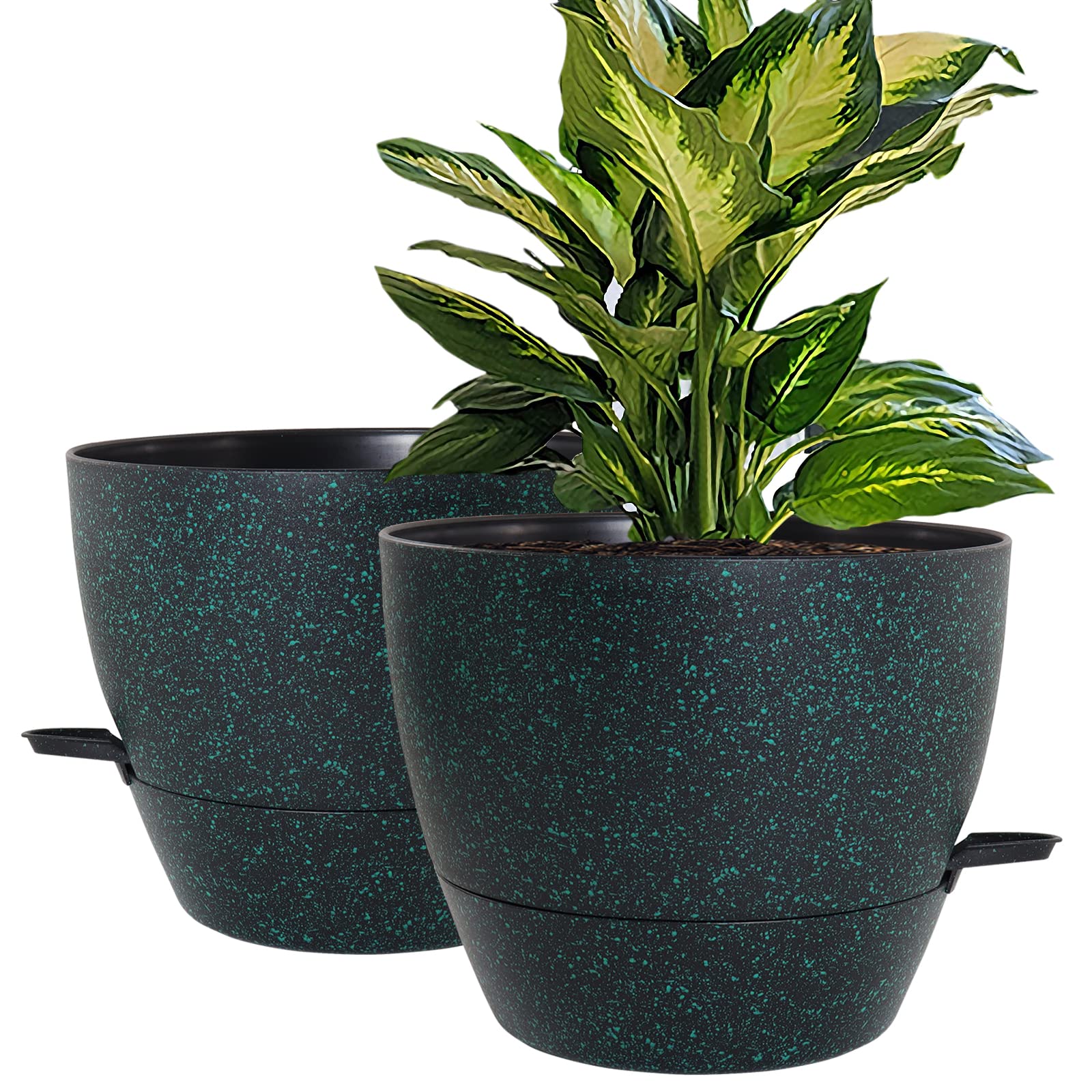 WOUSIWER front view of speckled black planter showing clean modern look and benefit