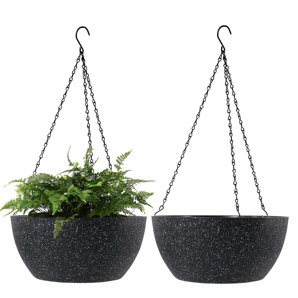 WOUSIWER front view of black speckle planter showing modern style and space-saving benefit