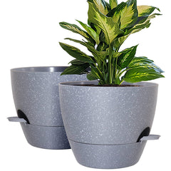 WOUSIWER front view speckled grey pot showcasing clean minimalist design and easy care