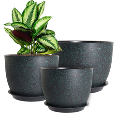 WOUSIWER front view of three speckled planters showing modern style and durability