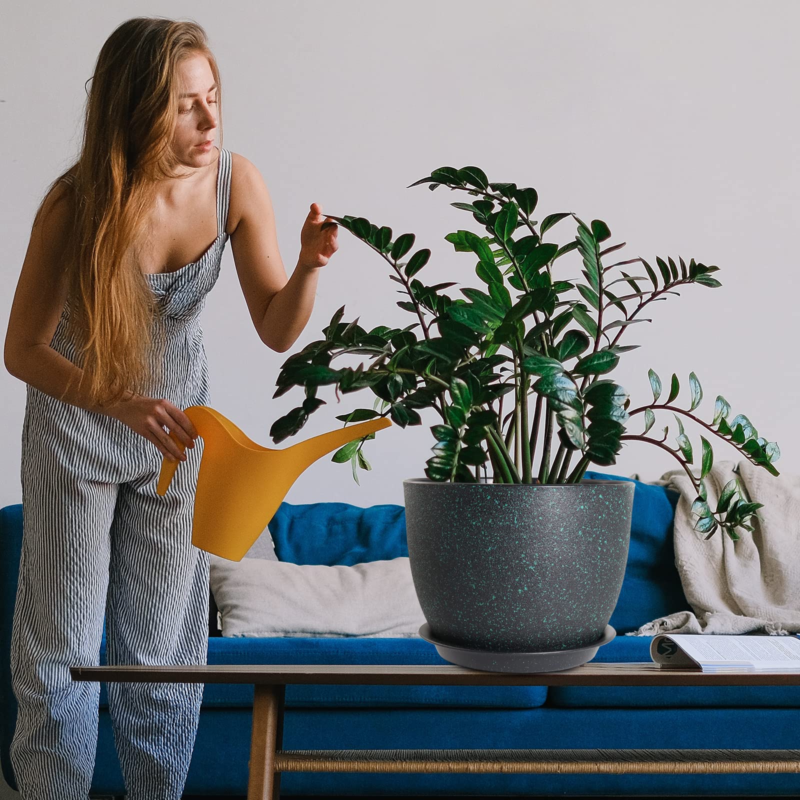 WOUSIWER planters in a living room setting adding contemporary greenery appeal