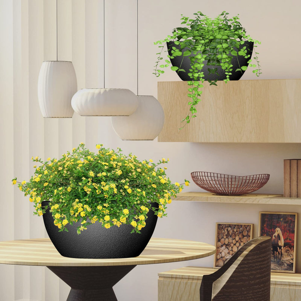 WOUSIWER planted pot hanging on porch demonstrating outdoor display benefit