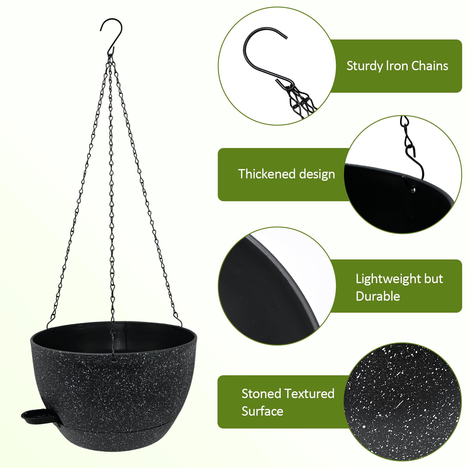 WOUSIWER planter holding ferns in balcony, keeps plants consistently hydrated and healthy