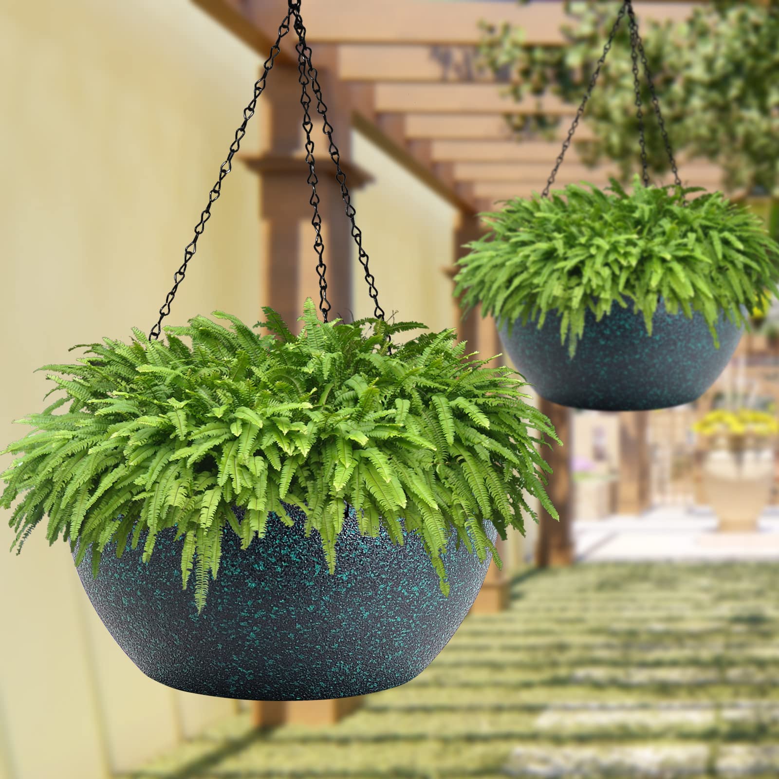 WOUSIWER planters filled with trailing pothos on porch showing decorative impact