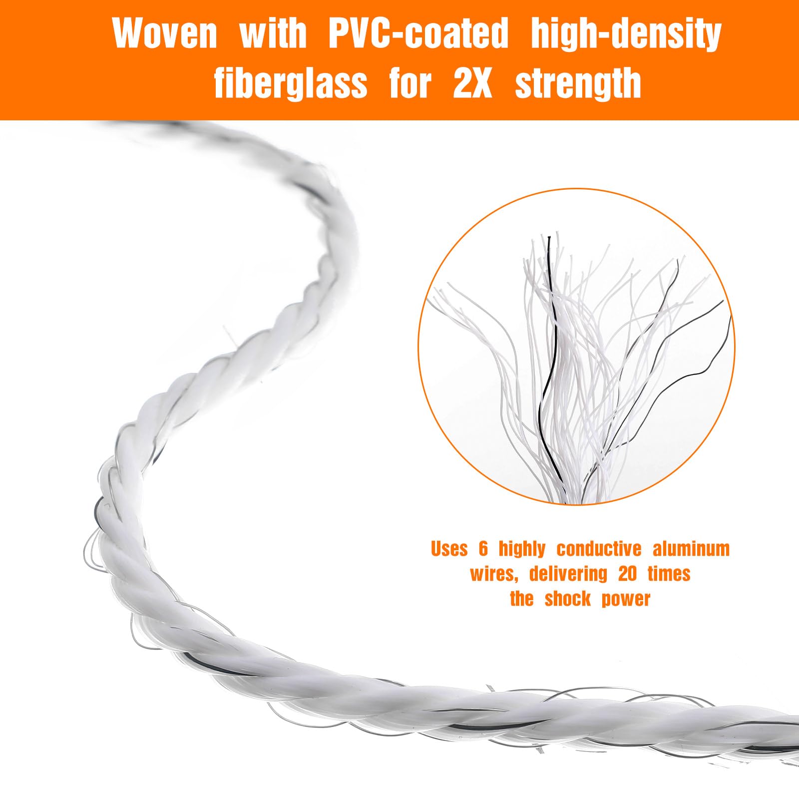 Wowangce braided white polywire texture highlighting weather resistance