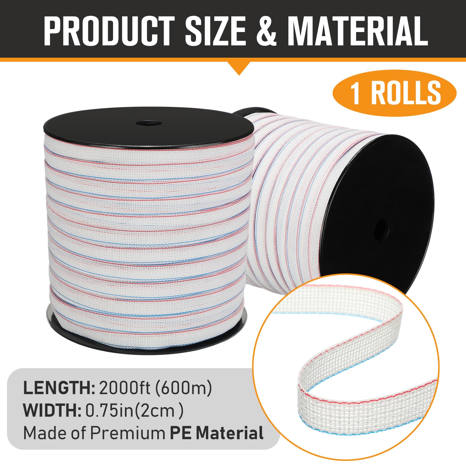 Wowangce detailed weave and edge of polytape showing strength and visibility benefit