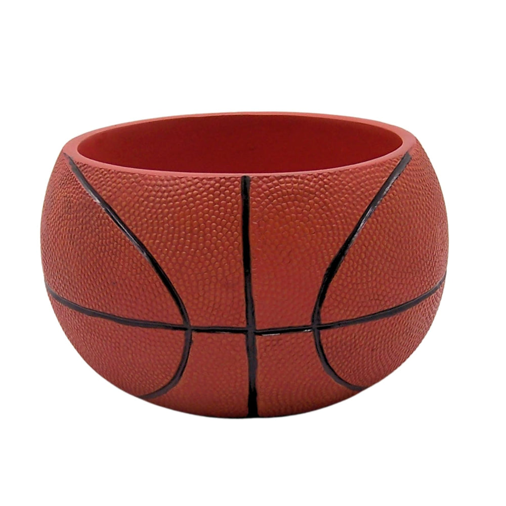 Wowser basketball planter front view showing realistic seams and color, adds sporty style
