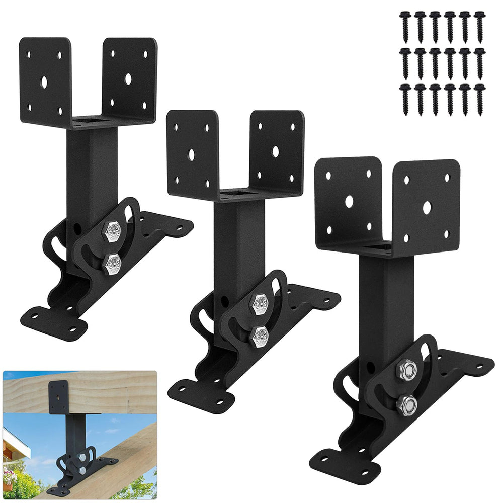Wpbhk front view of three black roof riser brackets showing durable design and easy selection