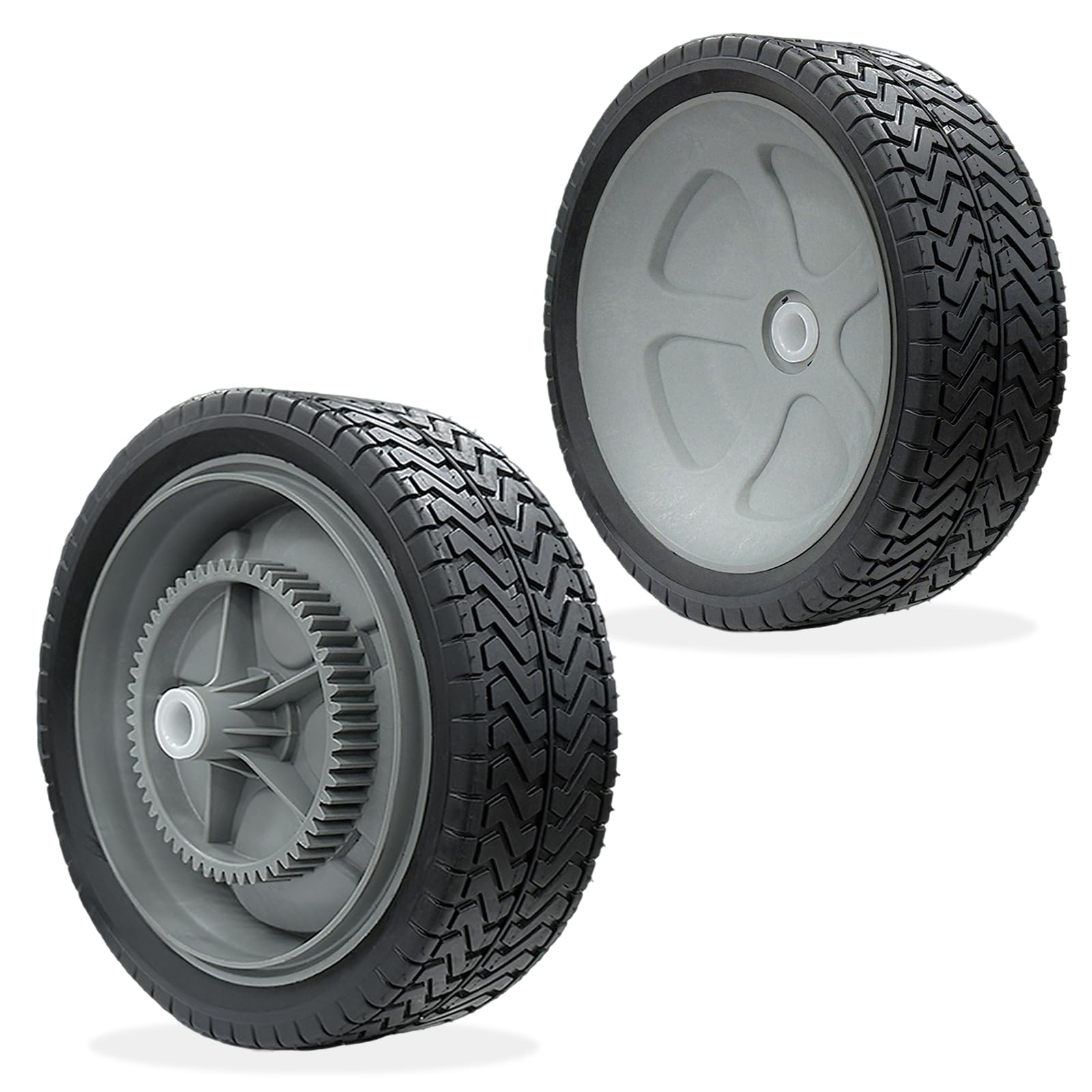 WPL 40987 front assembly showing full wheel and tire, improving sweeper stability