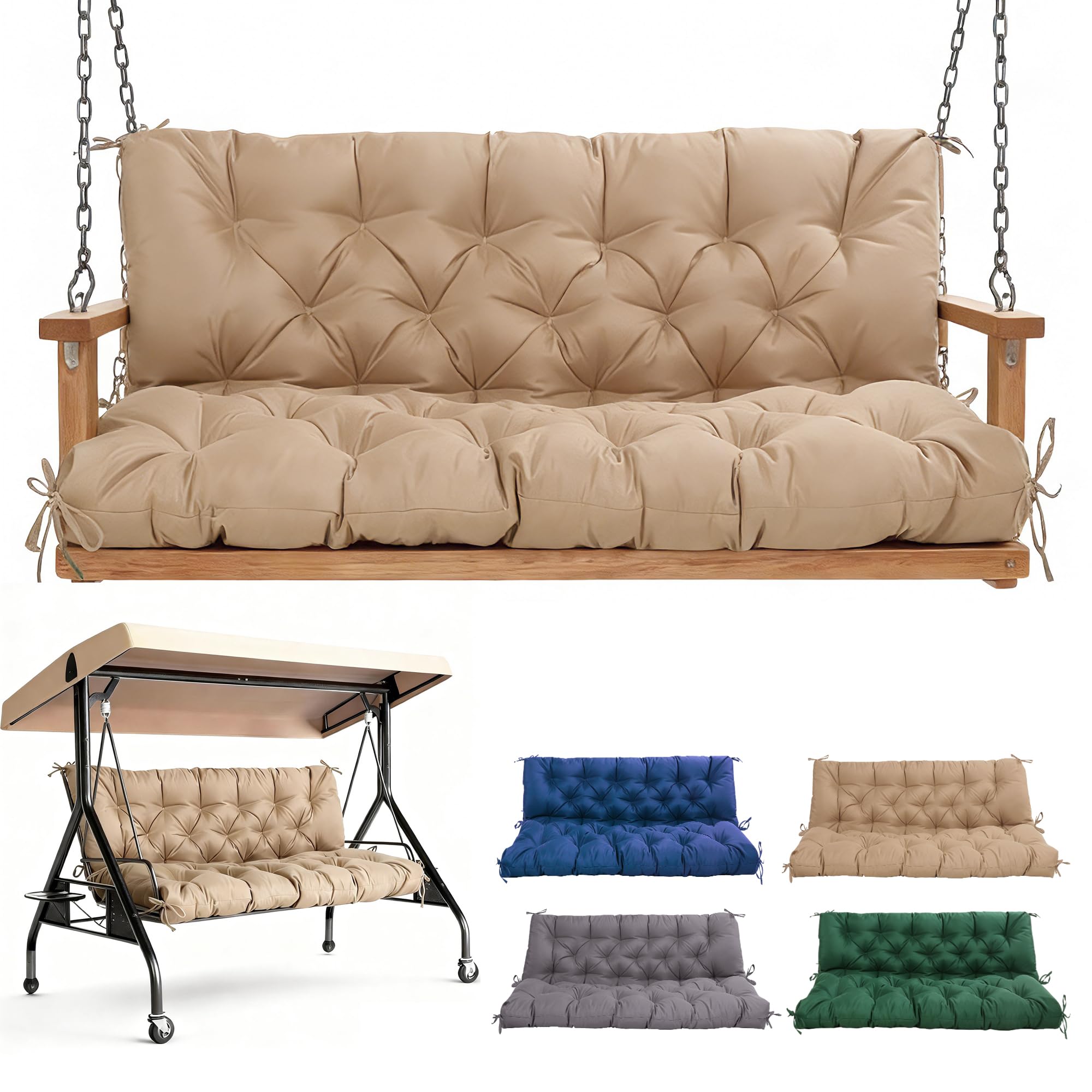 WQlittuK front view of 60-inch blue swing cushion shows comfortable seating