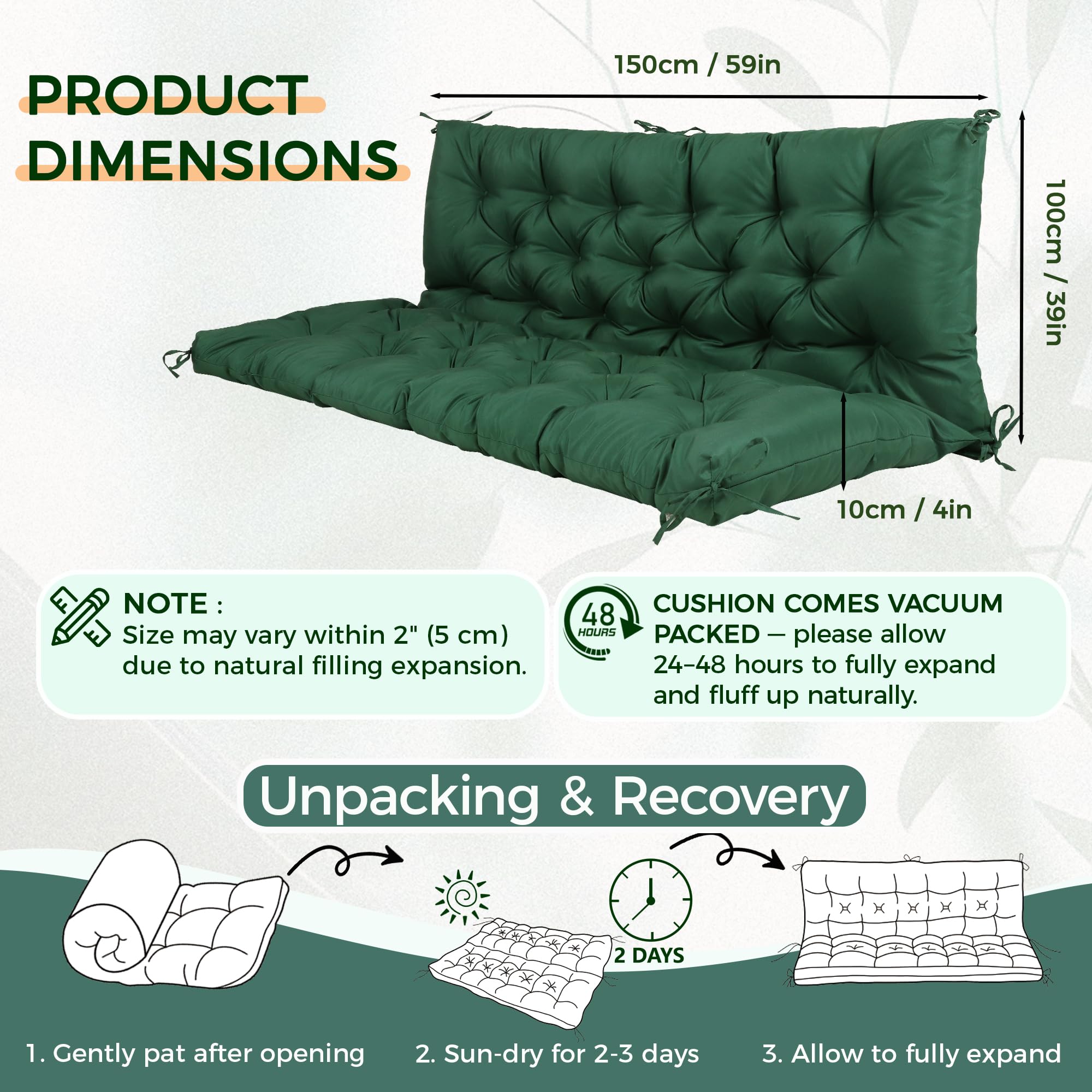 WQlittuK cushion on porch swing in outdoor lifestyle scene providing cozy seating