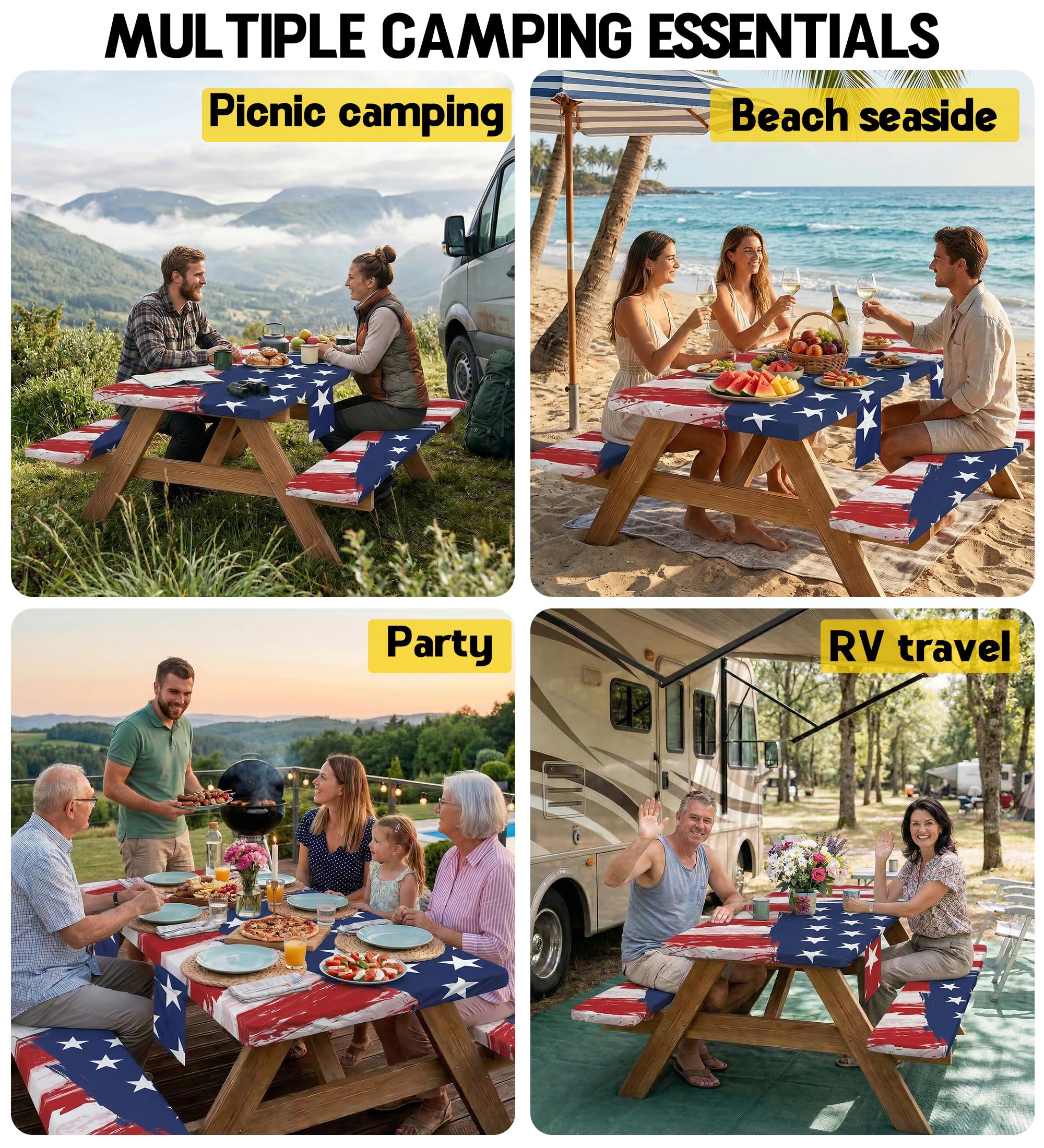Wrakus lifestyle picnic with American flag pattern enhancing outdoor dining
