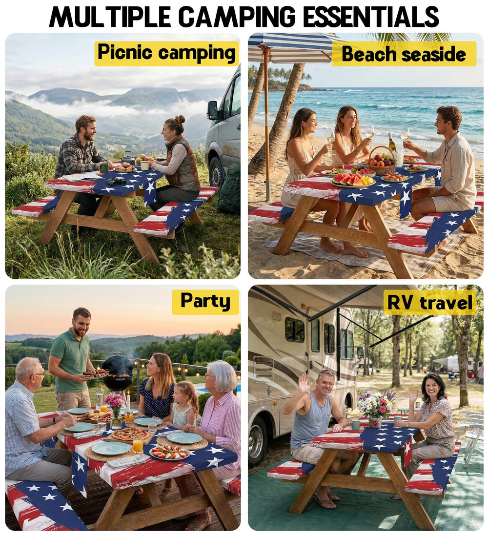 Wrakus lifestyle picnic with American flag pattern enhancing outdoor dining