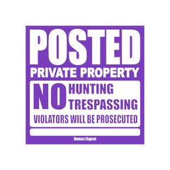 WristCo front view purple Posted Private Property sign shows clear message and visibility