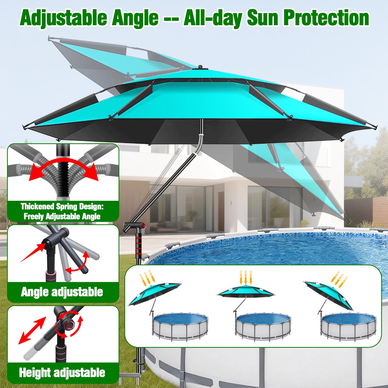 WSBXBB installed on pool sun shelf showing shade coverage for swimmers benefit