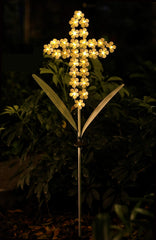 WSgift solar panel detail on cross showing solar charging benefit for easy use