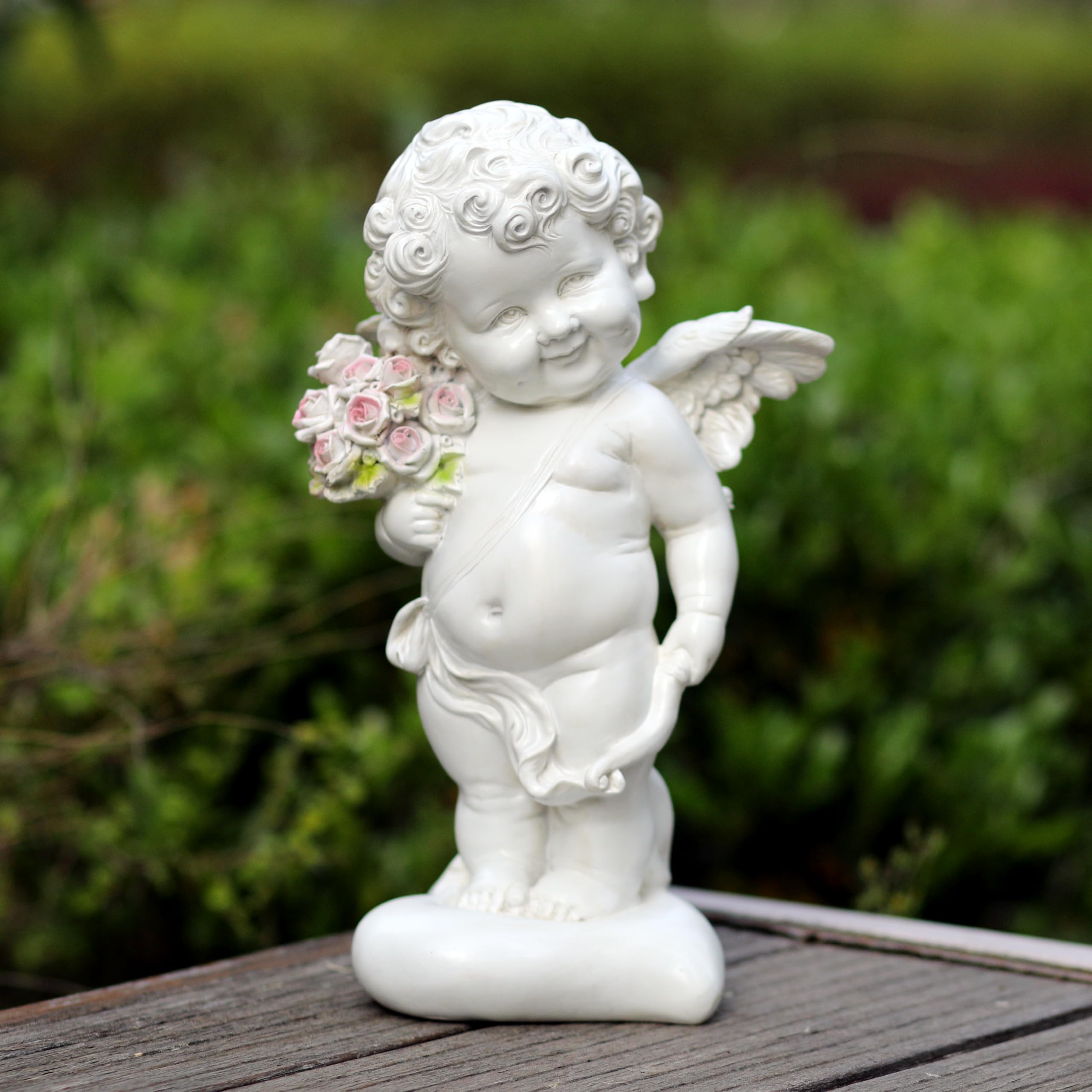 WSHMZYHOME front view of cupid statue shows romantic decor benefit