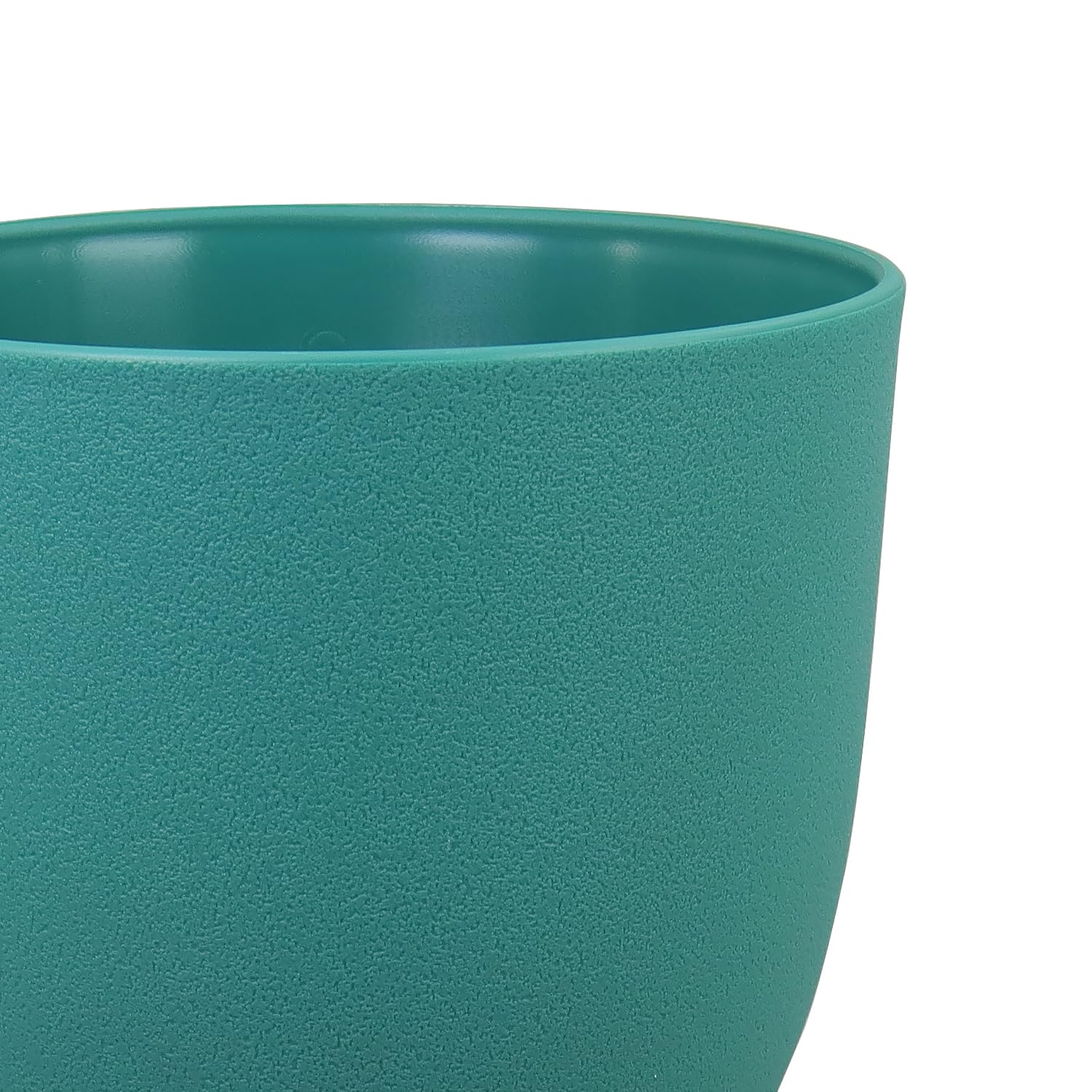 WSMKSZ 10 inch planter on patio with flowers demonstrating outdoor suitability and color pop