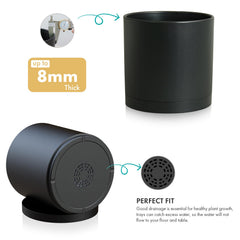WSMKSZ drainage holes and saucer detail preventing overwatering and protecting surfaces