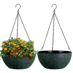 WSMKSZ front view hanging planter showing elegant black with green speckles and curb appeal