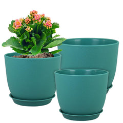WSMKSZ front view of three blue and green planters showing sizes and modern design benefits