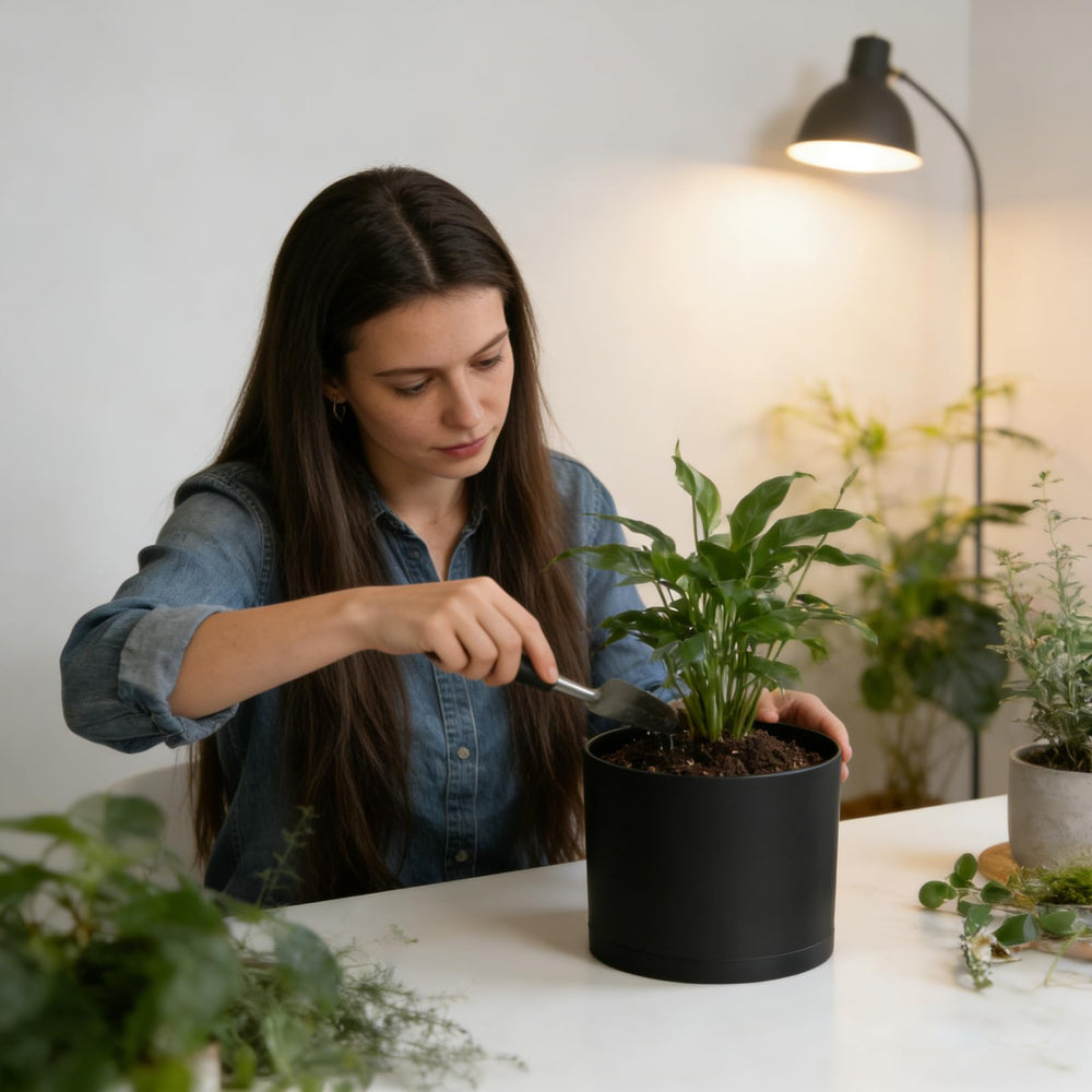 WSMKSZ pot staged with monstera to show decorative use and visual balance