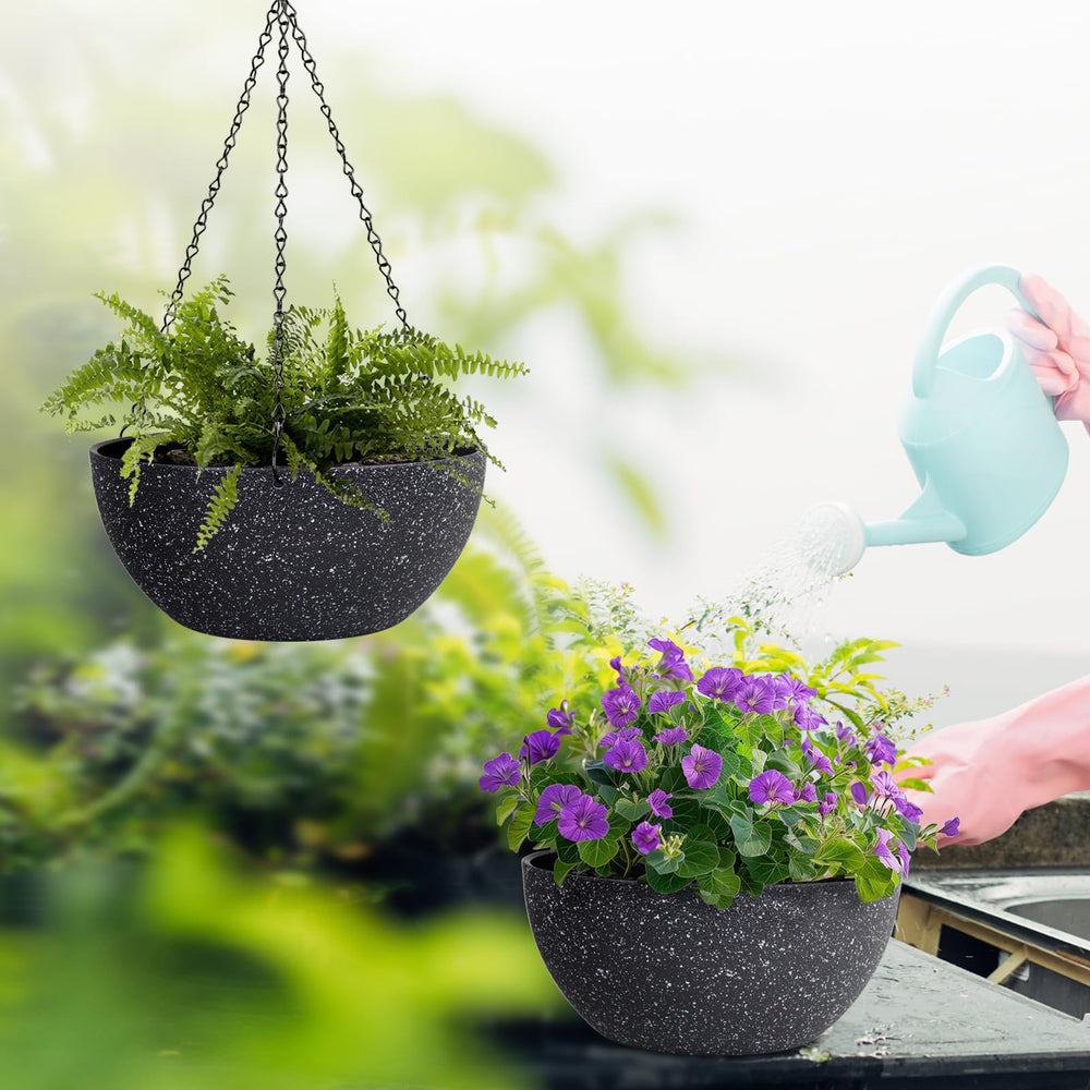WSMKSZ hanging planters on balcony showing space-saving vertical gardening benefit