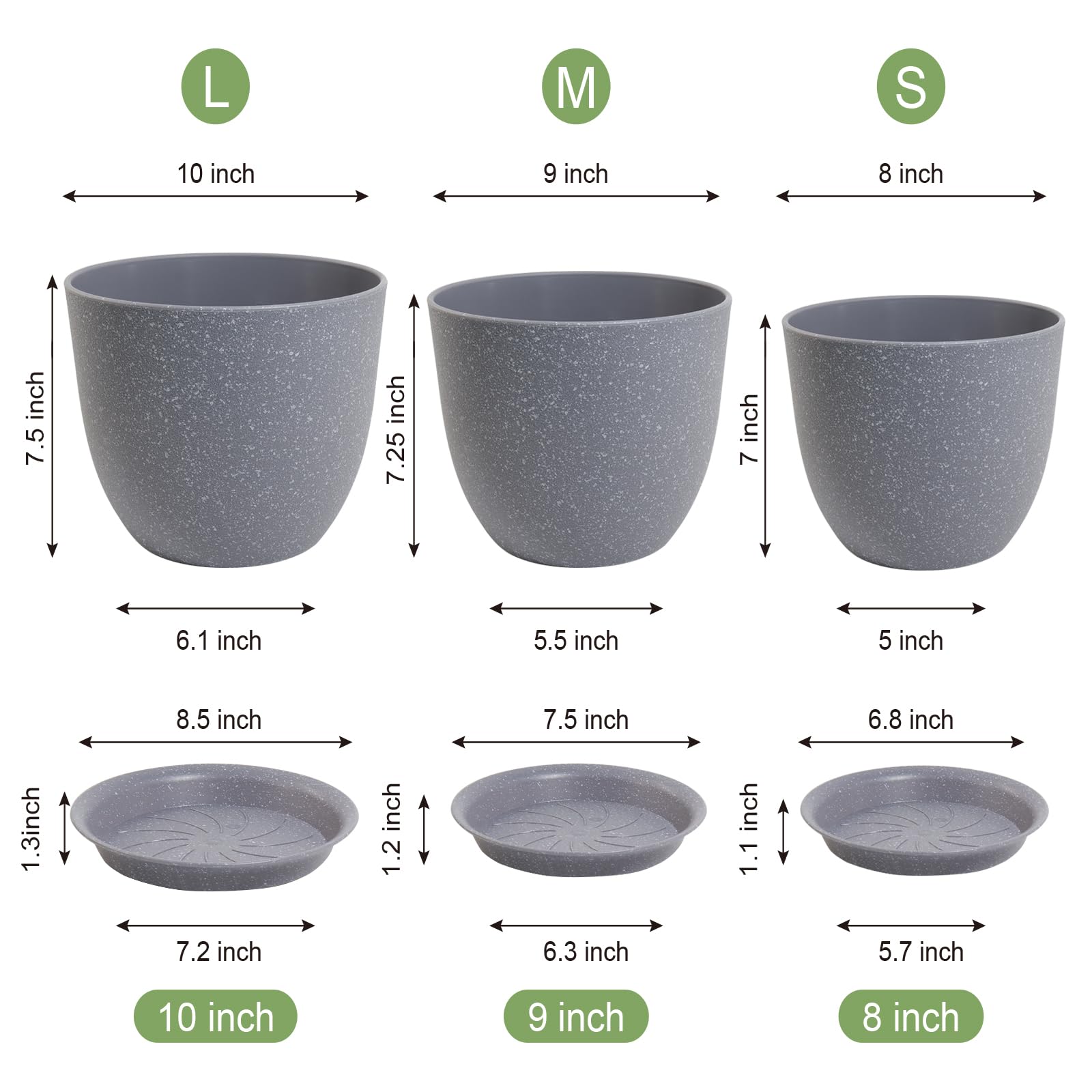 WSMKSZ pots with saucers catching runoff to protect tabletops and floors