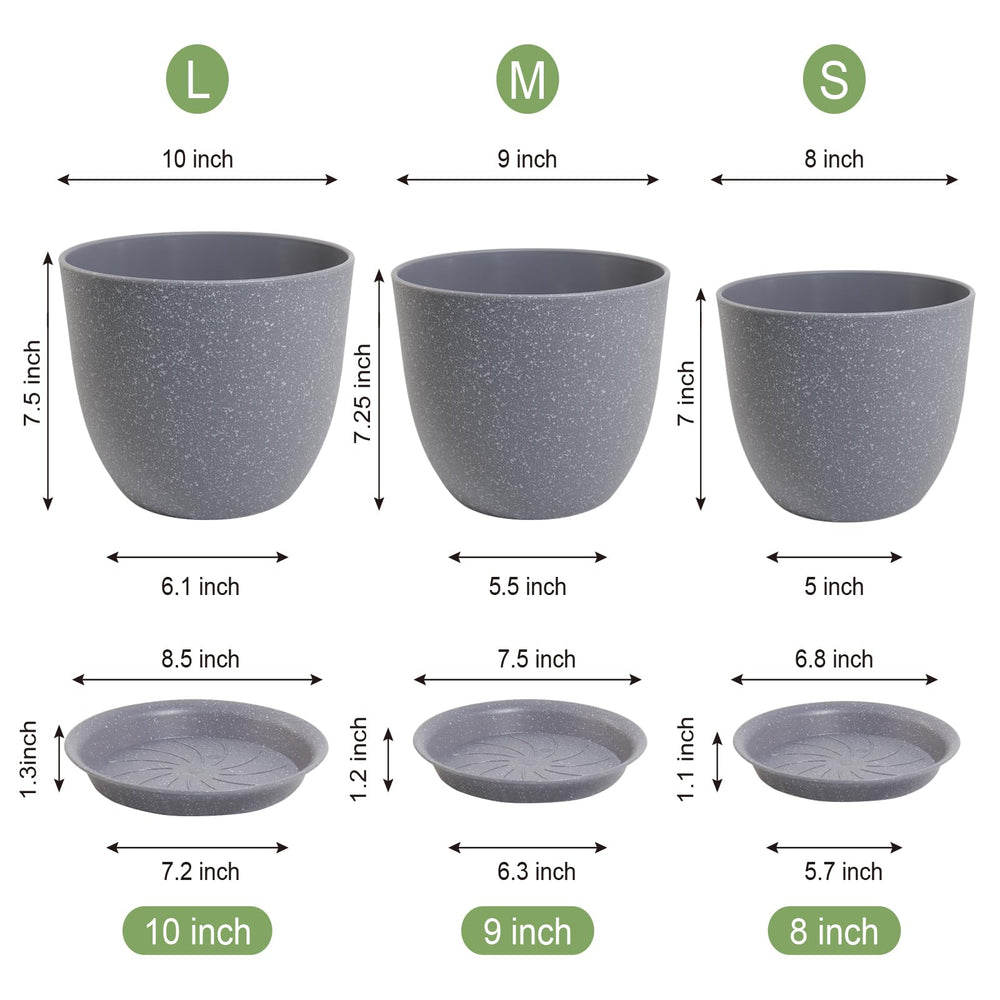 WSMKSZ pots with saucers catching runoff to protect tabletops and floors
