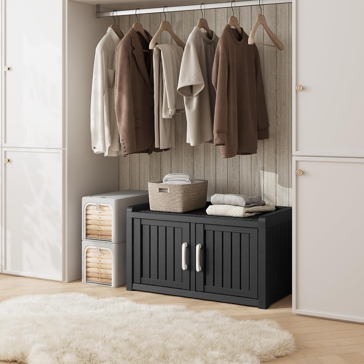 WTFGO doors closed sleek profile showing tidy concealed storage and dust protection