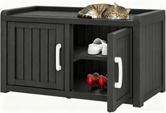 WTFGO front view bench showing clean matte black finish and concealed storage benefit
