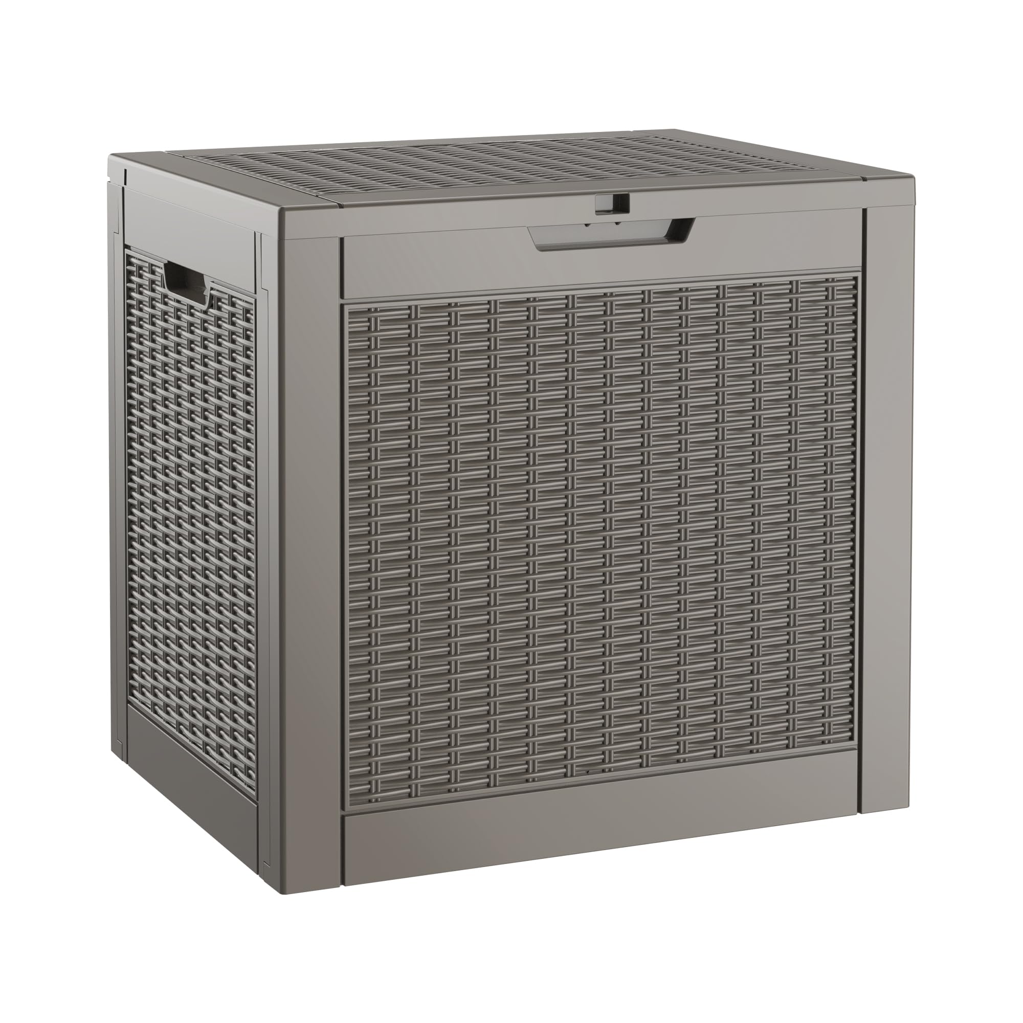 WTFGO front view rattan gray showing compact storage and stylish design