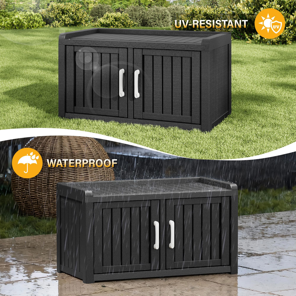 WTFGO bench in use with person sitting showing stable seating convenience benefit