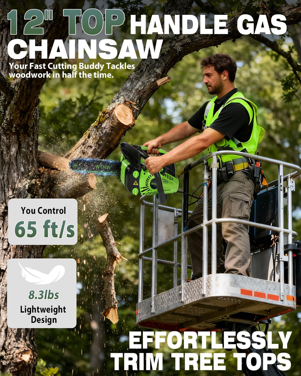 WTHW saw close grip view highlighting top-handle comfort for climbers