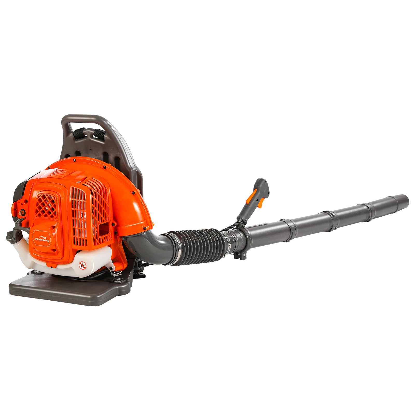 WTHW front view showing orange backpack blower and balanced frame for efficient clearing
