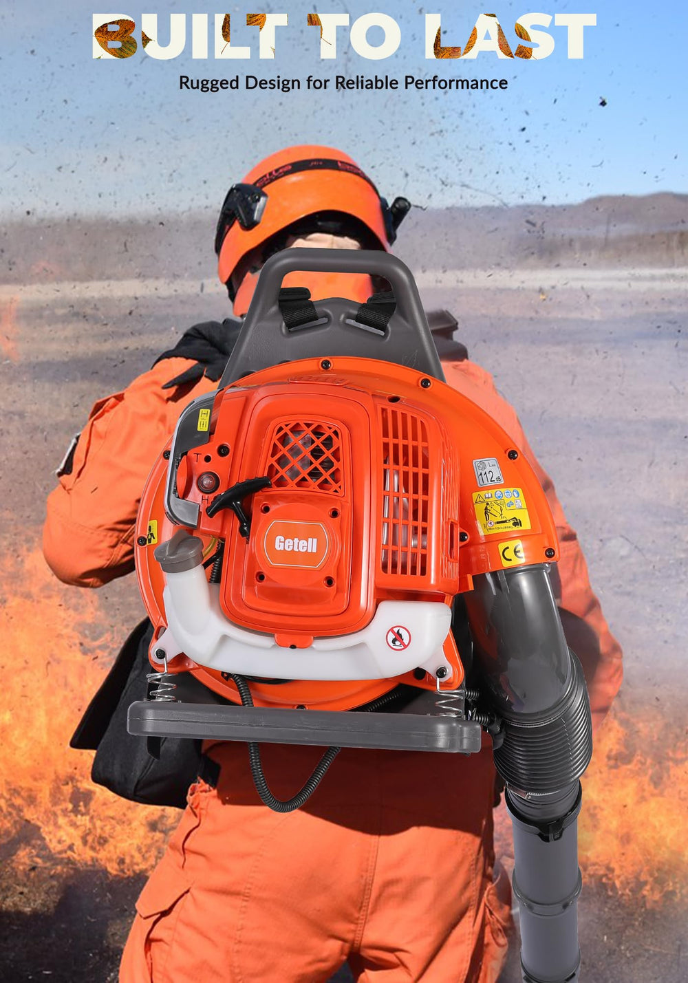 WTHW blower next to person showing scale and lightweight 17.5 lb portability