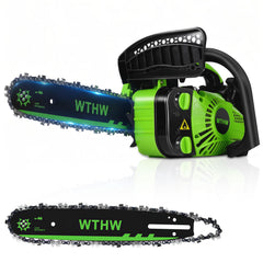 WTHW top-handle chainsaw front profile showing compact balance and maneuverability