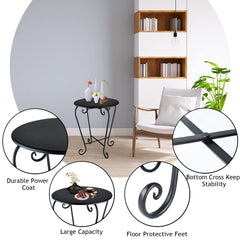 Wtiujhg side table in use beside patio lounge chairs showing convenience for drinks