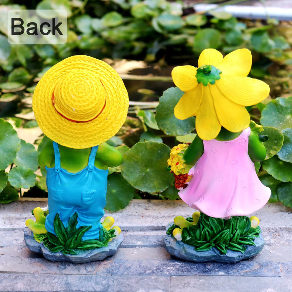 WTREEW frog pair staged in garden showing how they brighten outdoor spaces