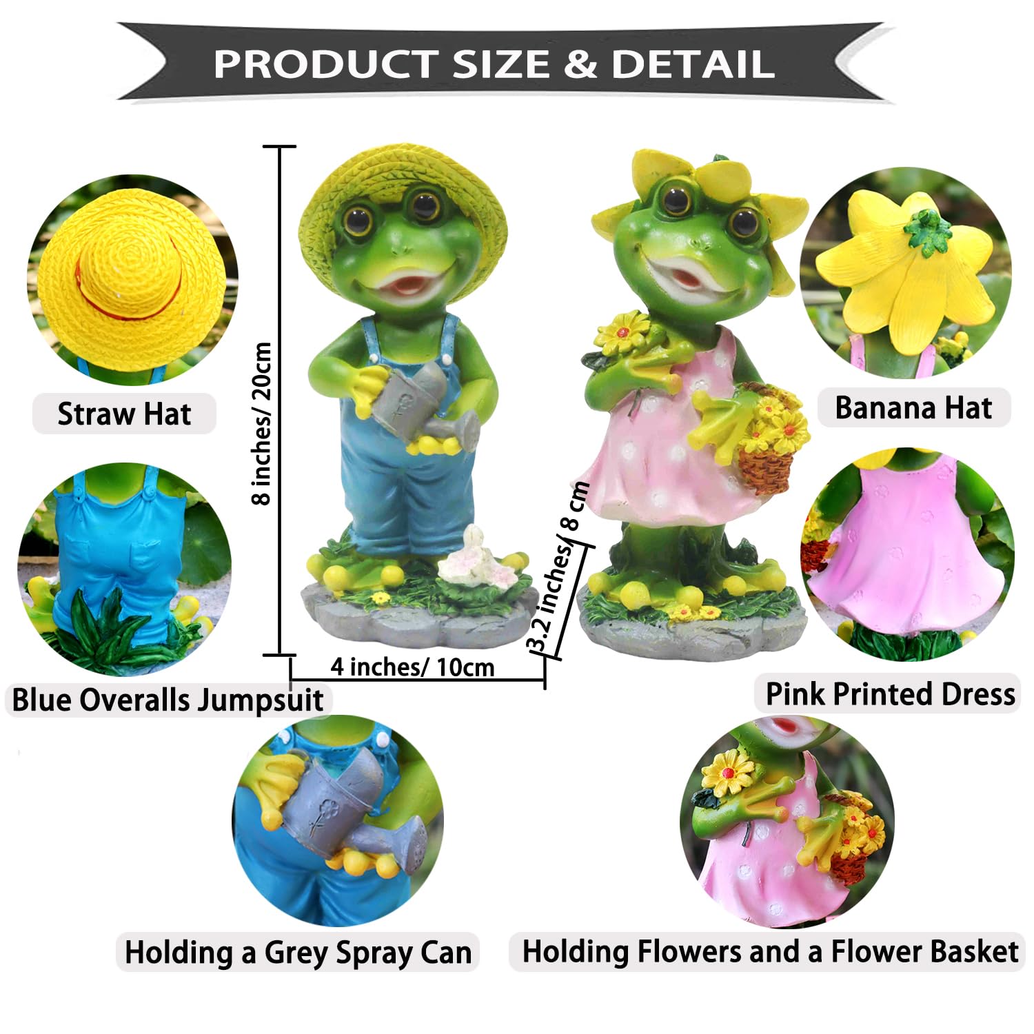 WTREEW frog woman with banana hat and flowers highlighting decorative appeal