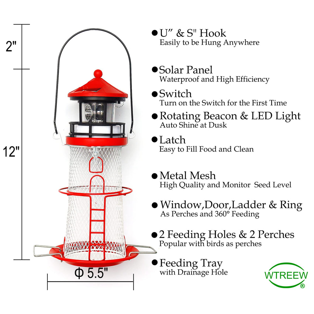 WTREEW rotating beacon at dusk illustrating soft glow that attracts birds