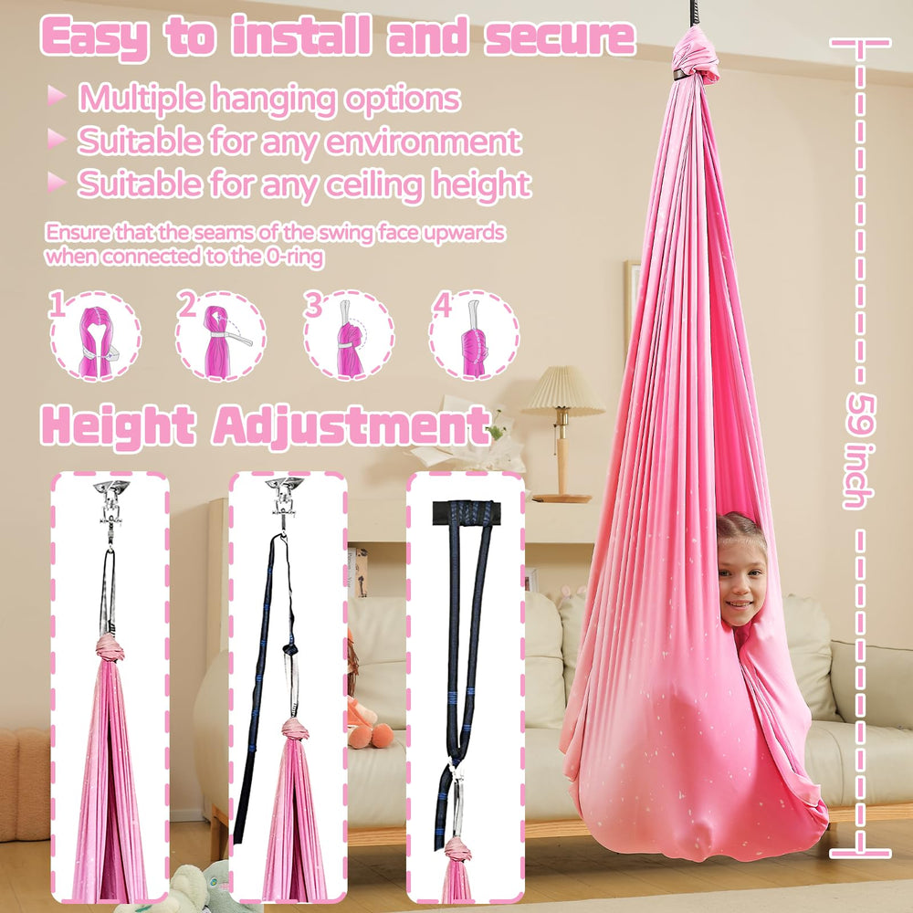 WUBOTIYU backyard lifestyle shot of swing hung from tree showing outdoor play and relaxation