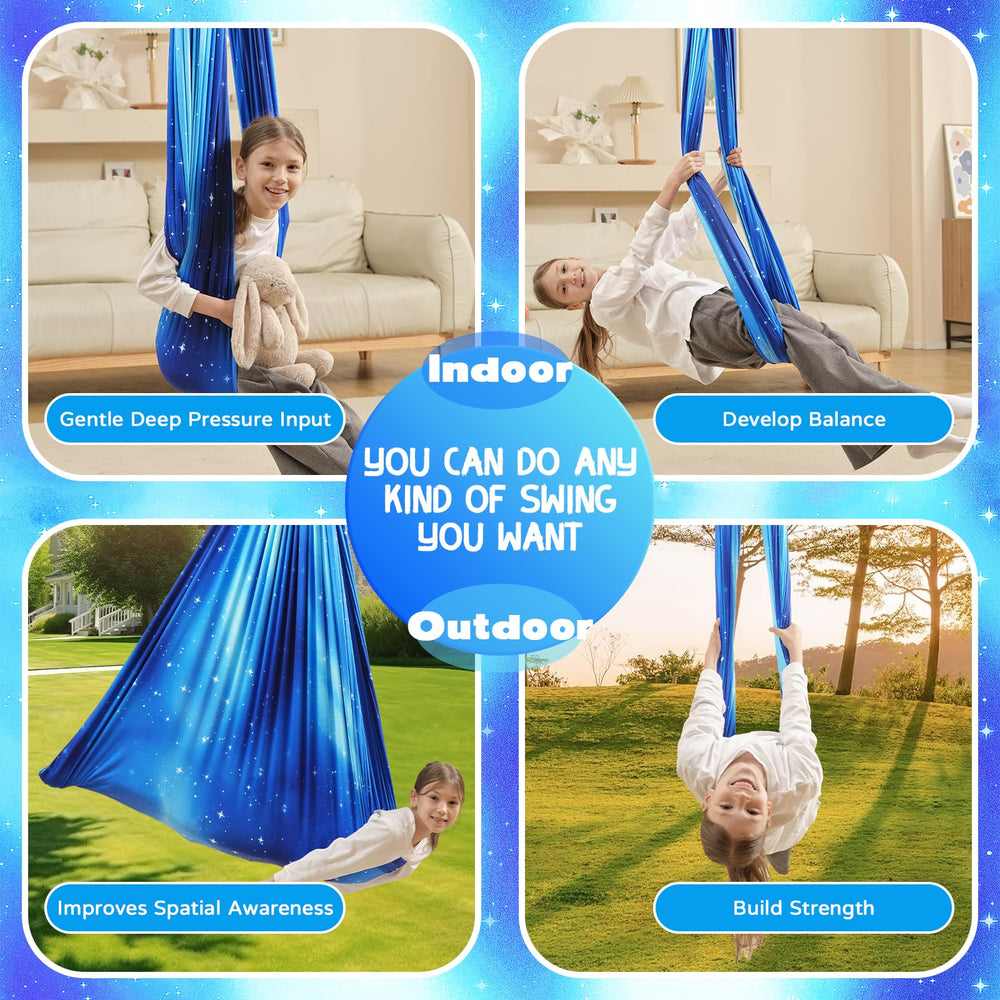 WUBOTIYU swing hanging beside a chair illustrating size and scale for room planning benefit
