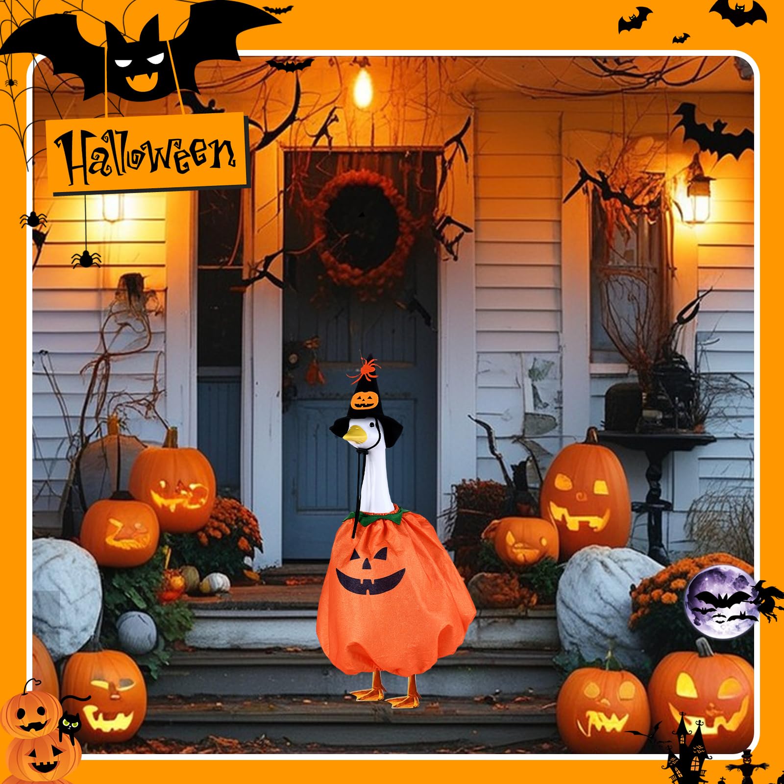 WUDIALIEN Christmas goose costume with Santa hat, creates cheerful porch display